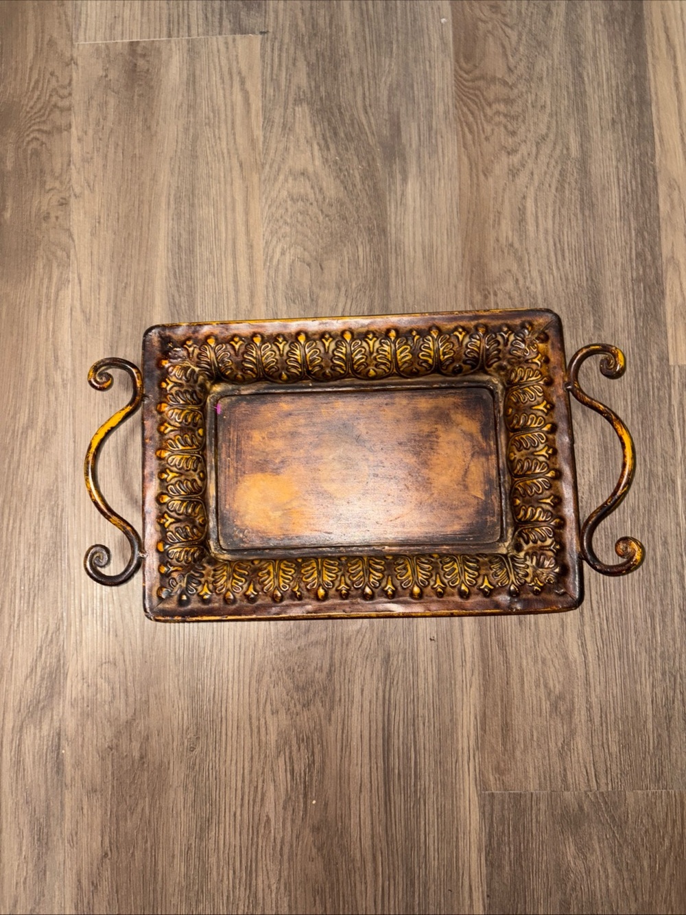 Unique Vintage Gold Ornate Rectangular Serving Tray
